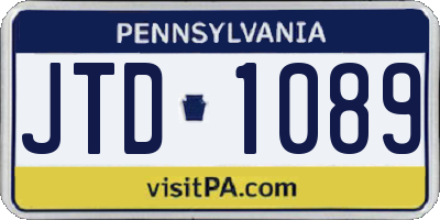 PA license plate JTD1089
