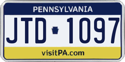 PA license plate JTD1097