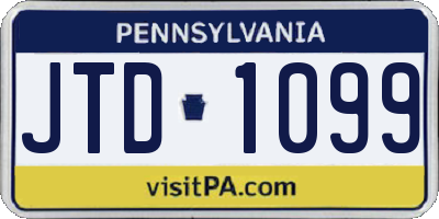 PA license plate JTD1099