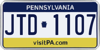 PA license plate JTD1107