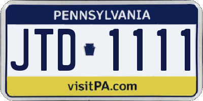 PA license plate JTD1111