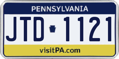 PA license plate JTD1121