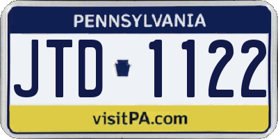 PA license plate JTD1122