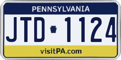 PA license plate JTD1124
