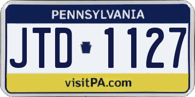 PA license plate JTD1127