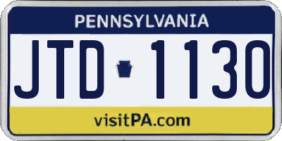 PA license plate JTD1130