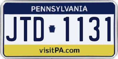 PA license plate JTD1131