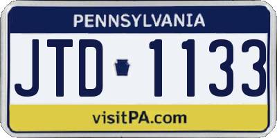 PA license plate JTD1133
