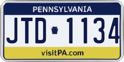PA license plate JTD1134
