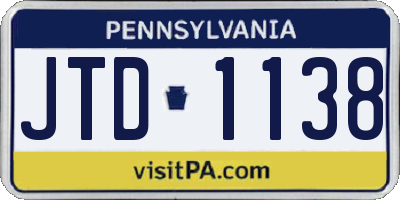 PA license plate JTD1138