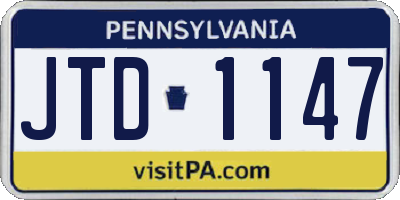 PA license plate JTD1147