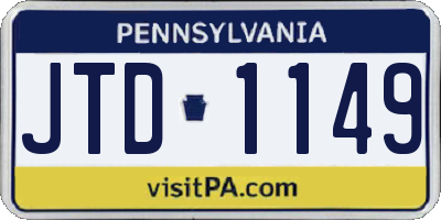 PA license plate JTD1149