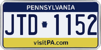 PA license plate JTD1152