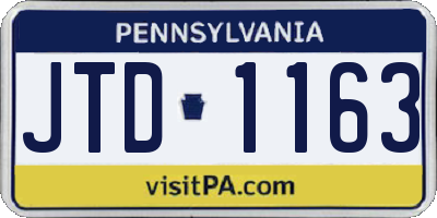 PA license plate JTD1163