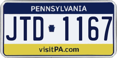 PA license plate JTD1167