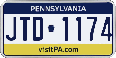 PA license plate JTD1174
