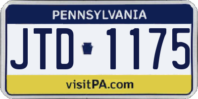 PA license plate JTD1175