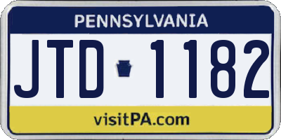 PA license plate JTD1182