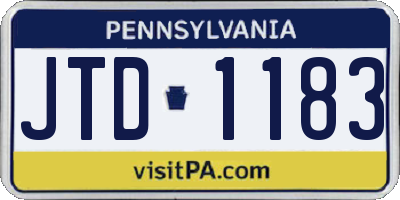 PA license plate JTD1183