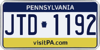 PA license plate JTD1192