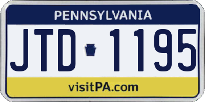 PA license plate JTD1195