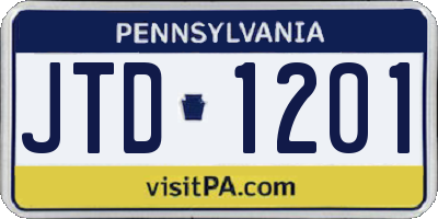 PA license plate JTD1201