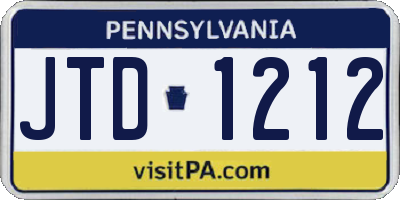 PA license plate JTD1212
