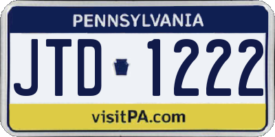 PA license plate JTD1222