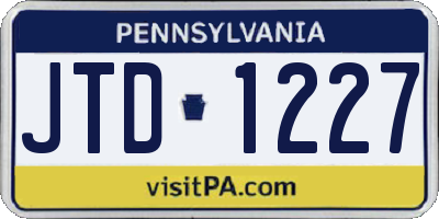 PA license plate JTD1227