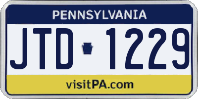PA license plate JTD1229