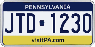 PA license plate JTD1230