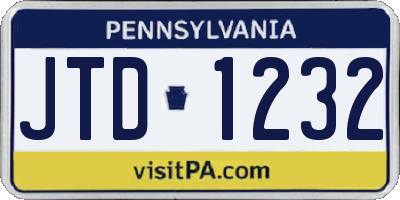 PA license plate JTD1232