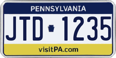 PA license plate JTD1235