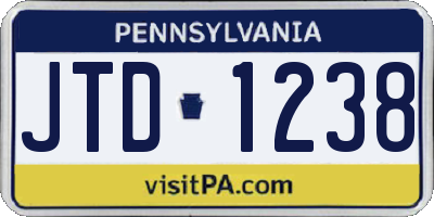 PA license plate JTD1238