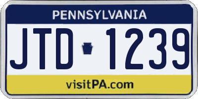 PA license plate JTD1239