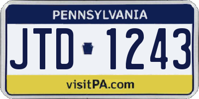 PA license plate JTD1243