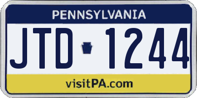 PA license plate JTD1244