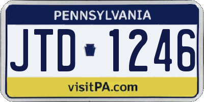 PA license plate JTD1246