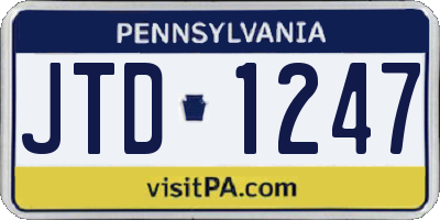 PA license plate JTD1247