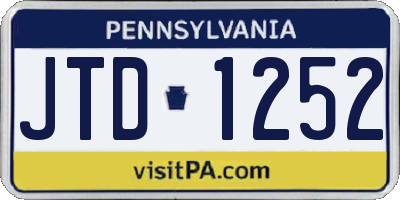 PA license plate JTD1252