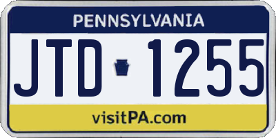 PA license plate JTD1255