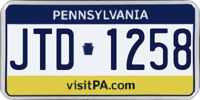 PA license plate JTD1258