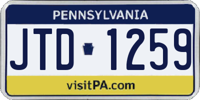 PA license plate JTD1259
