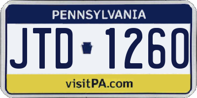 PA license plate JTD1260