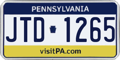 PA license plate JTD1265