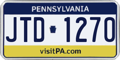 PA license plate JTD1270