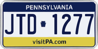 PA license plate JTD1277