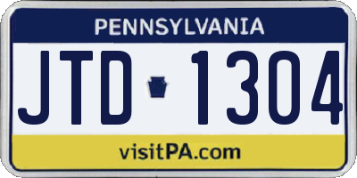 PA license plate JTD1304