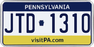 PA license plate JTD1310
