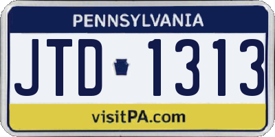 PA license plate JTD1313